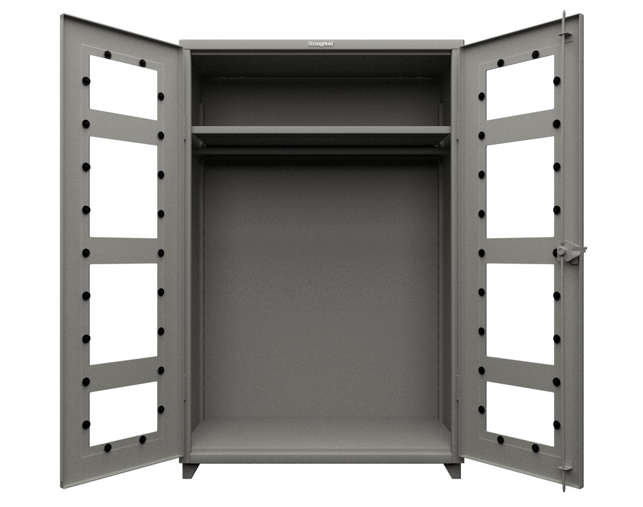 Extra Heavy Duty 14 GA Clear View Uniform Cabinet with Hanger Rod, 1 Shelf - 48 In. W x 24 In. D x 75 In. H