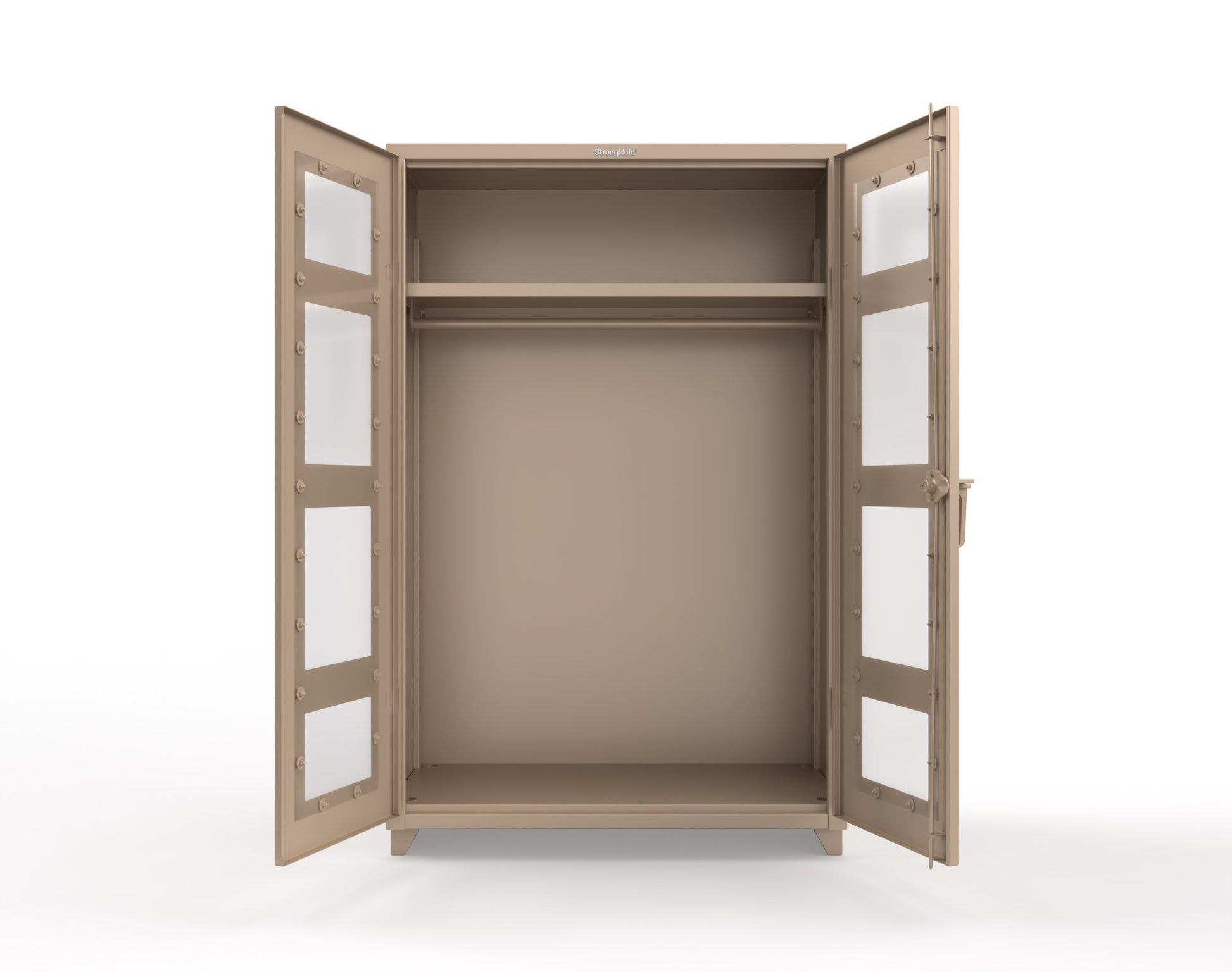 Extra Heavy Duty 14 GA Clear View Uniform Cabinet with Hanger Rod, 1 Shelf - 48 In. W x 24 In. D x 75 In. H - 46-LD-WR-241-L-1019