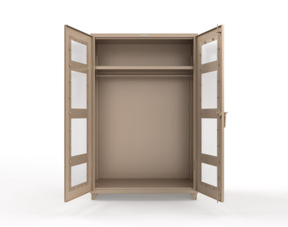 Extra Heavy Duty 14 GA Clear View Uniform Cabinet with Hanger Rod, 1 Shelf - 48 In. W x 24 In. D x 75 In. H - 46-LD-WR-241-L-1019
