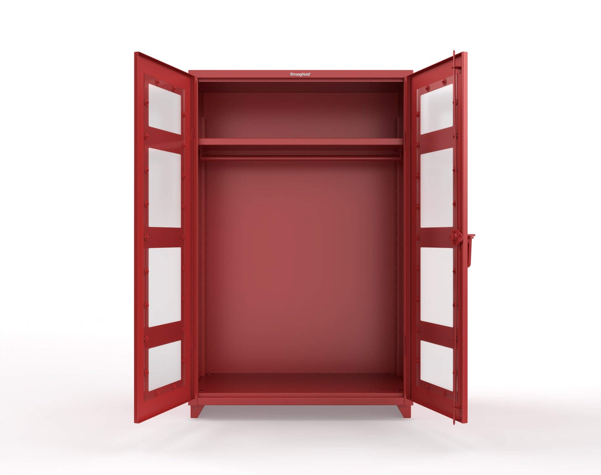 Extra Heavy Duty 14 GA Clear View Uniform Cabinet with Hanger Rod, 1 Shelf - 48 In. W x 24 In. D x 75 In. H - 46-LD-WR-241-L-3001