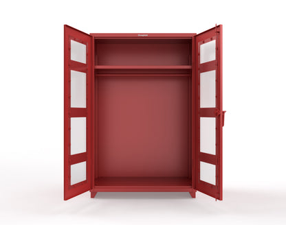 Extra Heavy Duty 14 GA Clear View Uniform Cabinet with Hanger Rod, 1 Shelf - 48 In. W x 24 In. D x 75 In. H - 46-LD-WR-241-L-3001