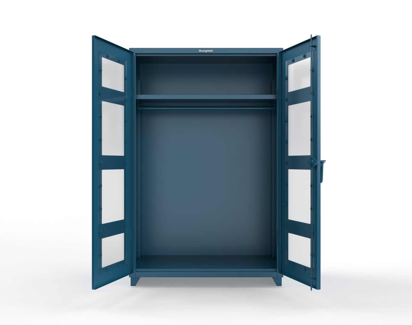 Extra Heavy Duty 14 GA Clear View Uniform Cabinet with Hanger Rod, 1 Shelf - 48 In. W x 24 In. D x 75 In. H - 46-LD-WR-241-L-5001
