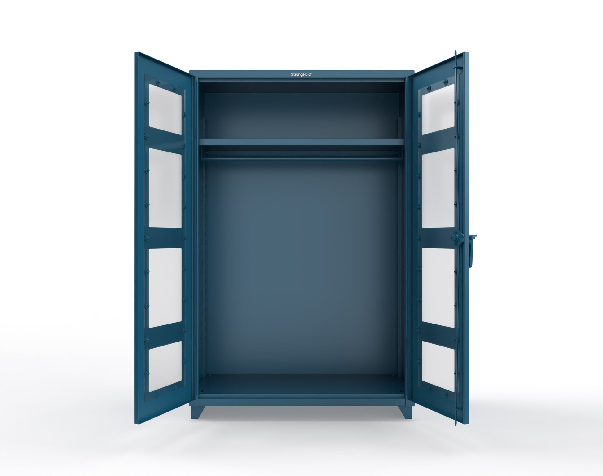 Extra Heavy Duty 14 GA Clear View Uniform Cabinet with Hanger Rod, 1 Shelf - 48 In. W x 24 In. D x 75 In. H - 46-LD-WR-241-L-5001