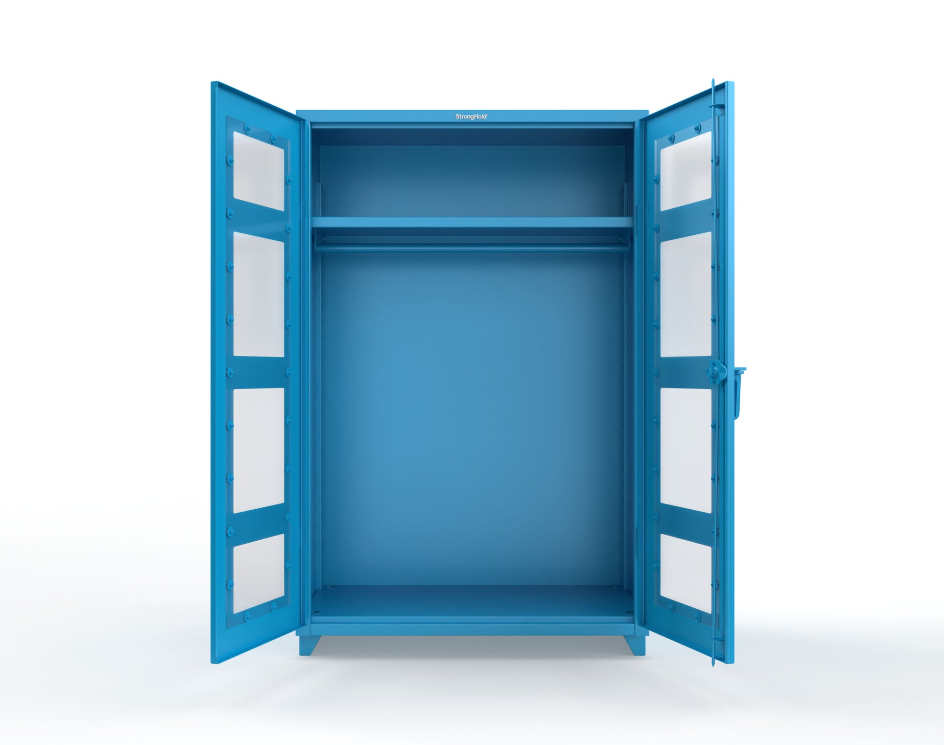 Extra Heavy Duty 14 GA Clear View Uniform Cabinet with Hanger Rod, 1 Shelf - 48 In. W x 24 In. D x 75 In. H - 46-LD-WR-241-L-5012