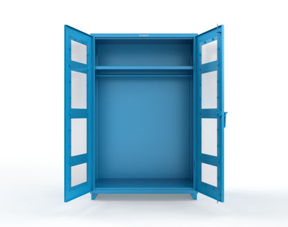 Extra Heavy Duty 14 GA Clear View Uniform Cabinet with Hanger Rod, 1 Shelf - 48 In. W x 24 In. D x 75 In. H - 46-LD-WR-241-L-5012