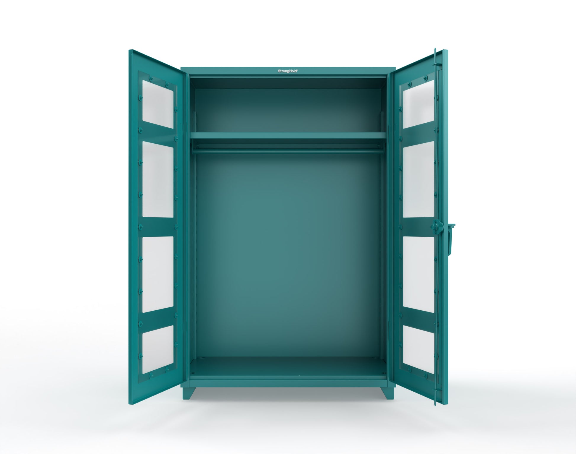 Extra Heavy Duty 14 GA Clear View Uniform Cabinet with Hanger Rod, 1 Shelf - 48 In. W x 24 In. D x 75 In. H - 46-LD-WR-241-L-5021