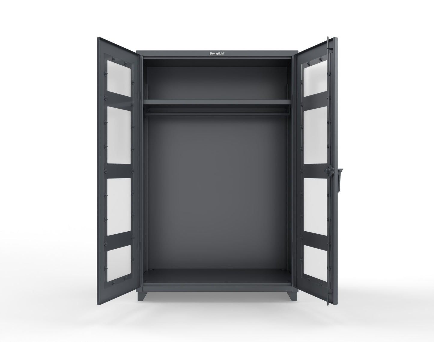Extra Heavy Duty 14 GA Clear View Uniform Cabinet with Hanger Rod, 1 Shelf - 48 In. W x 24 In. D x 75 In. H - 46-LD-WR-241-L-7024