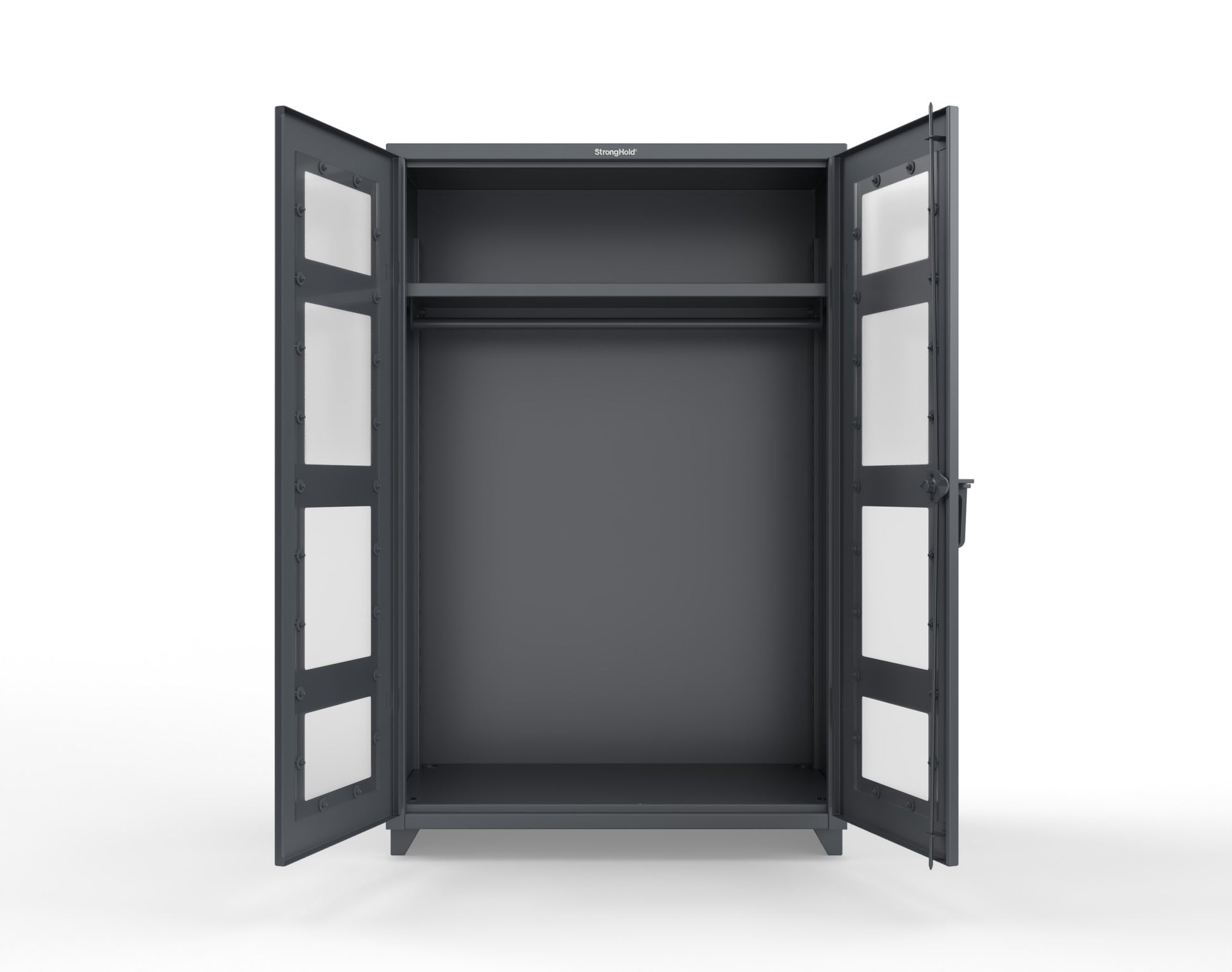 Extra Heavy Duty 14 GA Clear View Uniform Cabinet with Hanger Rod, 1 Shelf - 48 In. W x 24 In. D x 75 In. H - 46-LD-WR-241-L-7024