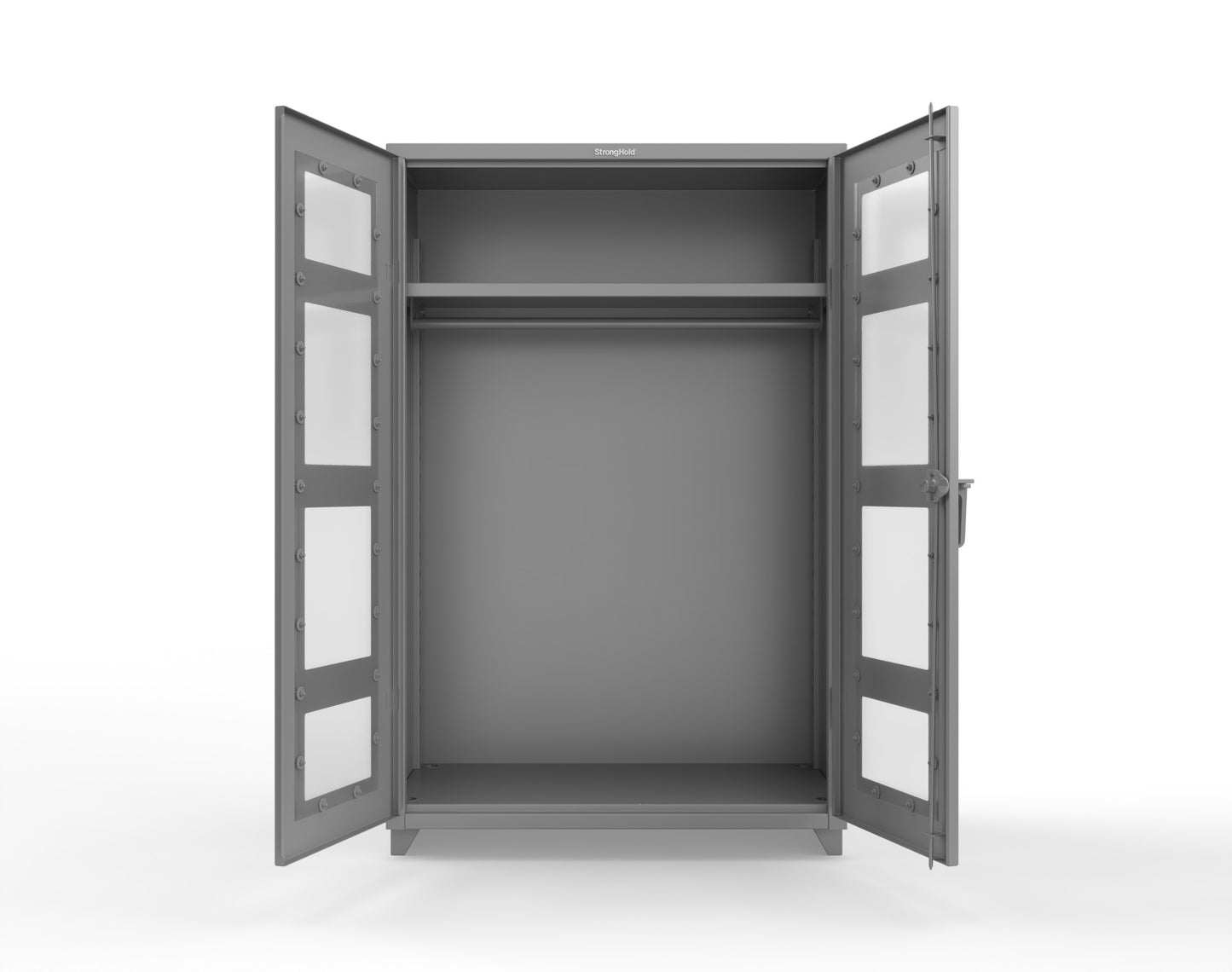 Extra Heavy Duty 14 GA Clear View Uniform Cabinet with Hanger Rod, 1 Shelf - 48 In. W x 24 In. D x 75 In. H - 46-LD-WR-241-L-7037