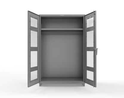 Extra Heavy Duty 14 GA Clear View Uniform Cabinet with Hanger Rod, 1 Shelf - 48 In. W x 24 In. D x 75 In. H - 46-LD-WR-241-L-7037