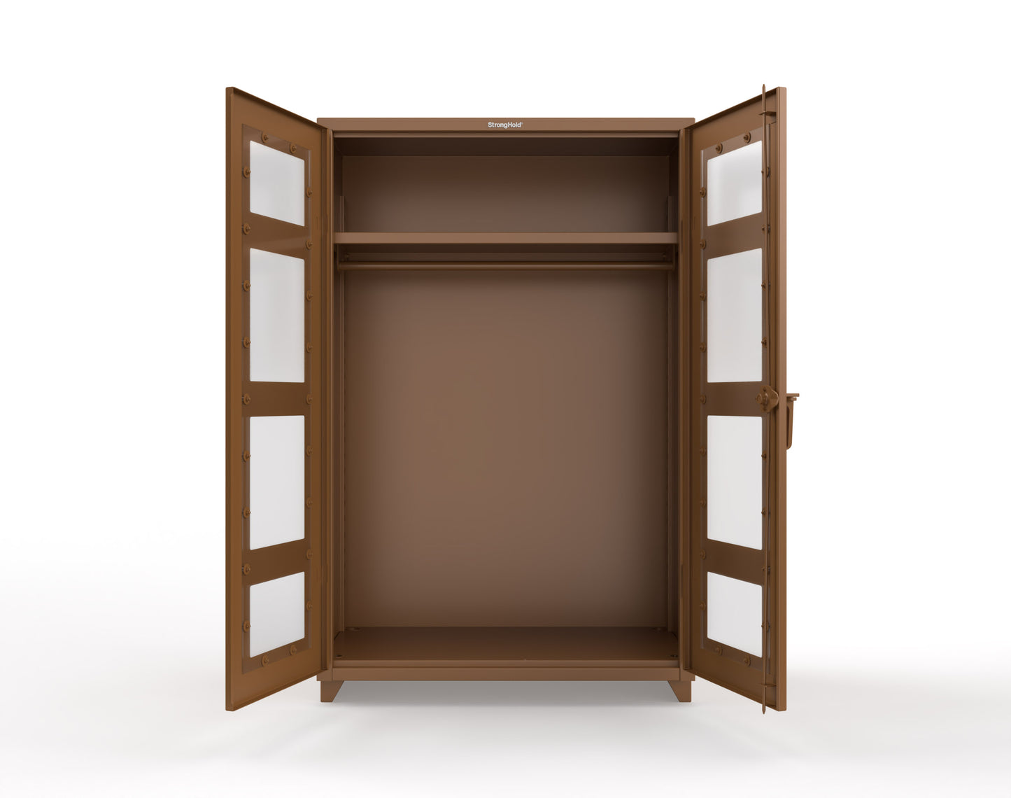 Extra Heavy Duty 14 GA Clear View Uniform Cabinet with Hanger Rod, 1 Shelf - 48 In. W x 24 In. D x 75 In. H - 46-LD-WR-241-L-8008