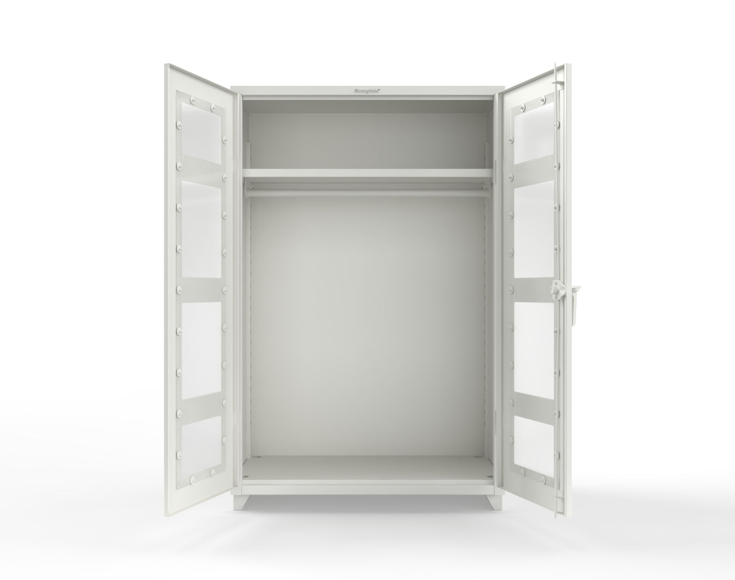 Extra Heavy Duty 14 GA Clear View Uniform Cabinet with Hanger Rod, 1 Shelf - 48 In. W x 24 In. D x 75 In. H - 46-LD-WR-241-L-9003