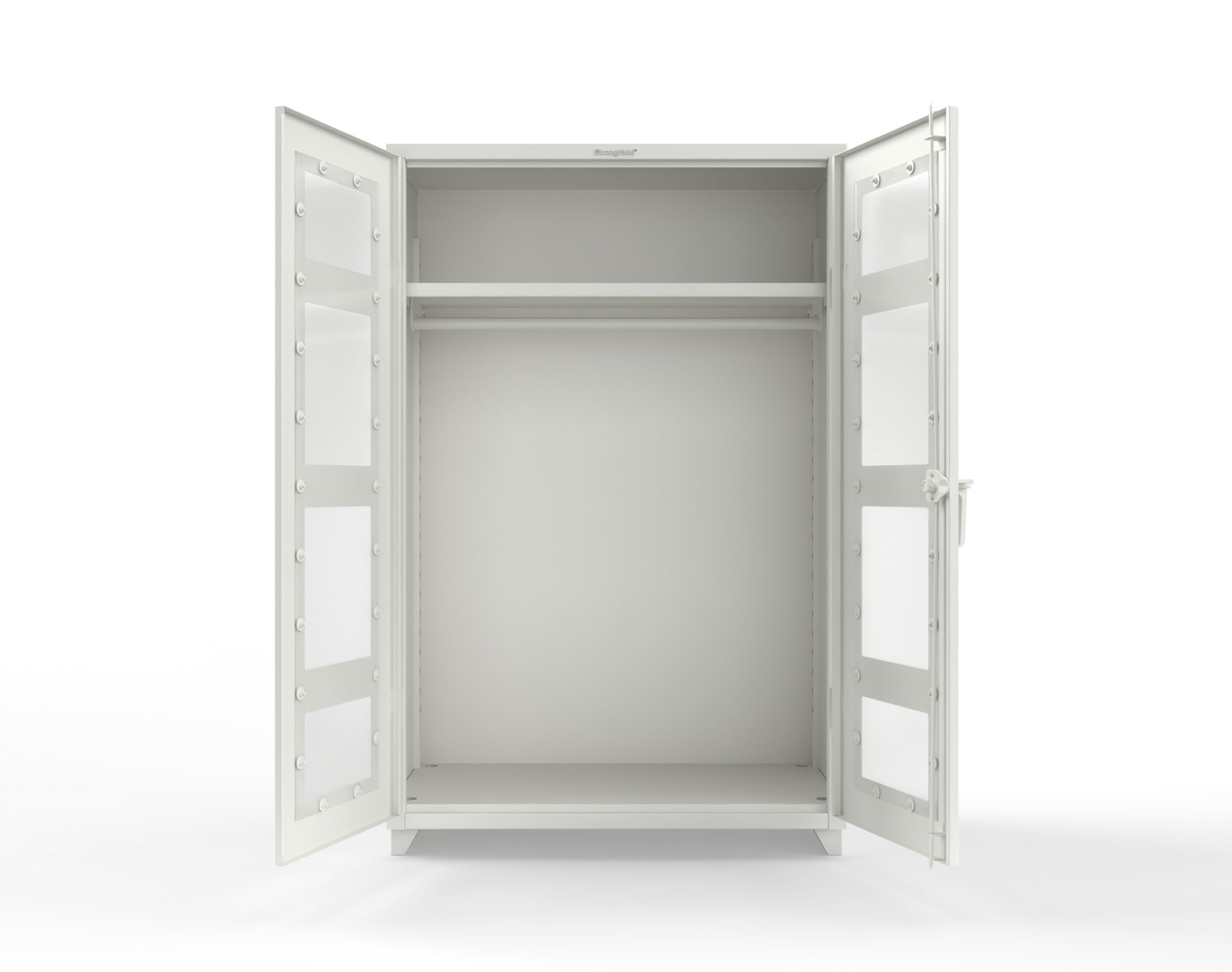 Extra Heavy Duty 14 GA Clear View Uniform Cabinet with Hanger Rod, 1 Shelf - 48 In. W x 24 In. D x 75 In. H - 46-LD-WR-241-L-9003