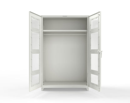 Extra Heavy Duty 14 GA Clear View Uniform Cabinet with Hanger Rod, 1 Shelf - 48 In. W x 24 In. D x 75 In. H - 46-LD-WR-241-L-9003
