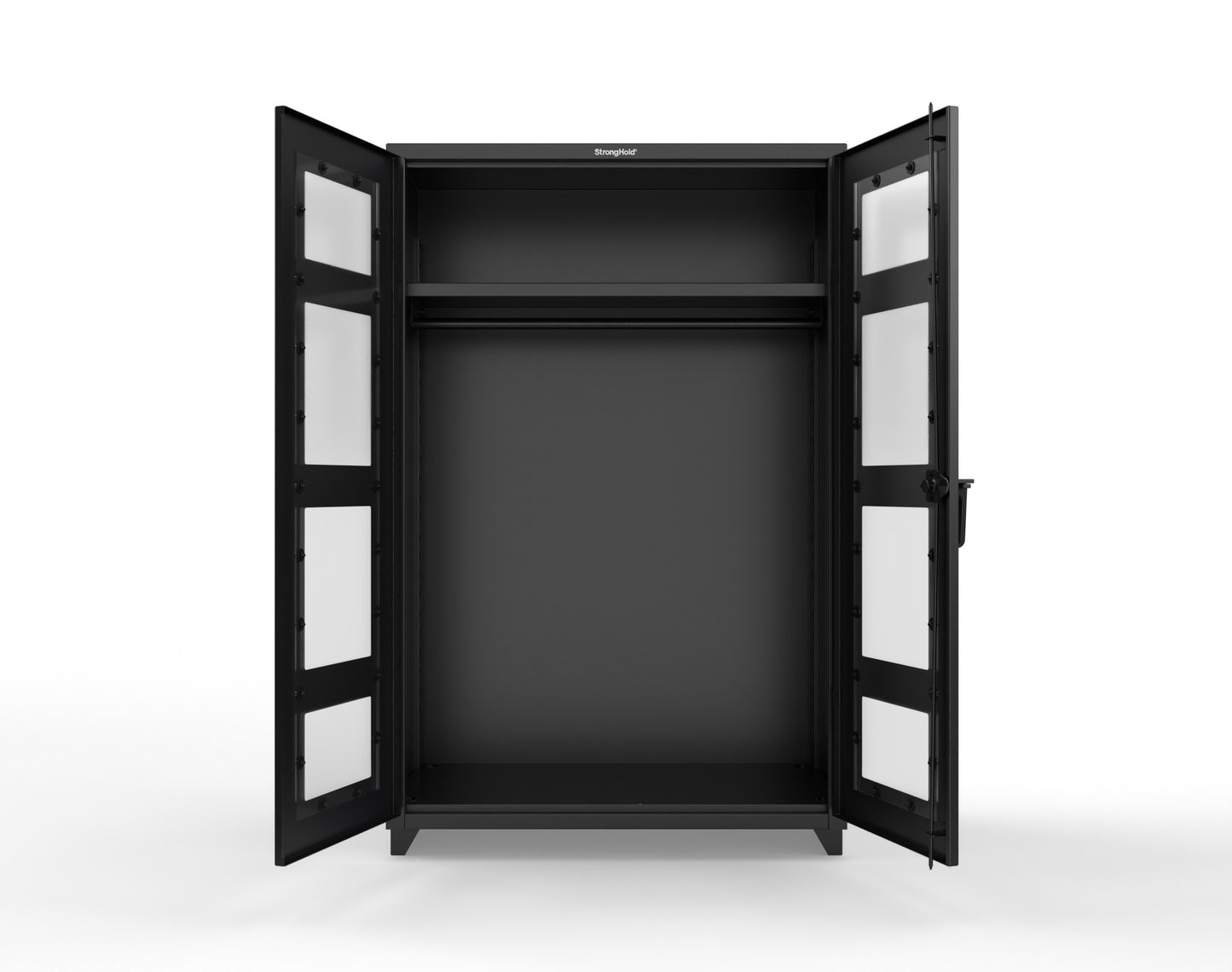 Extra Heavy Duty 14 GA Clear View Uniform Cabinet with Hanger Rod, 1 Shelf - 48 In. W x 24 In. D x 75 In. H - 46-LD-WR-241-L-9005