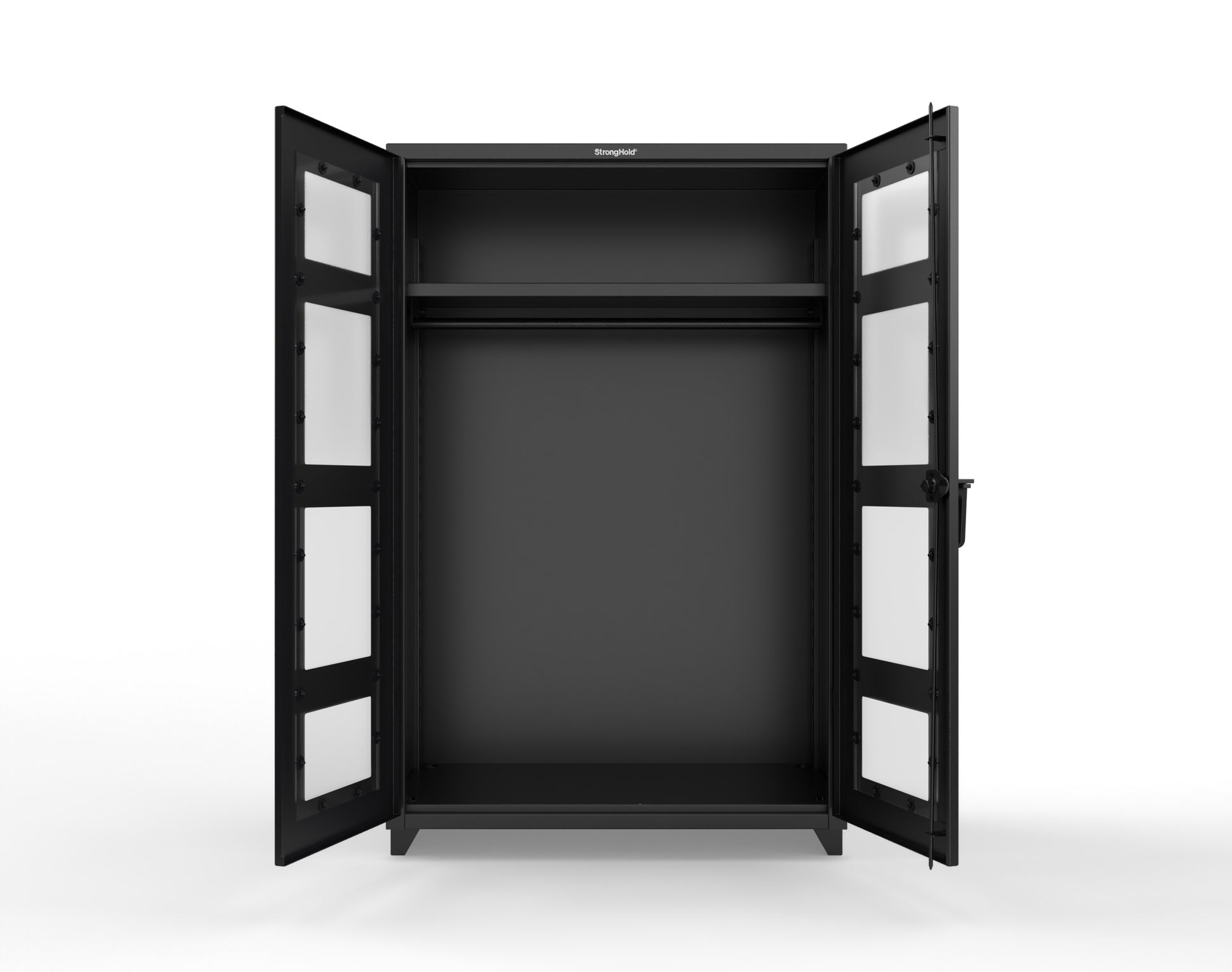 Extra Heavy Duty 14 GA Clear View Uniform Cabinet with Hanger Rod, 1 Shelf - 48 In. W x 24 In. D x 75 In. H - 46-LD-WR-241-L-9005