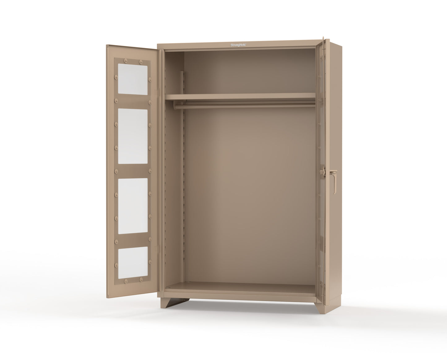 Extra Heavy Duty 14 GA Clear View Uniform Cabinet with Hanger Rod, 1 Shelf - 48 In. W x 24 In. D x 75 In. H - 46-LD-WR-241-L-1019