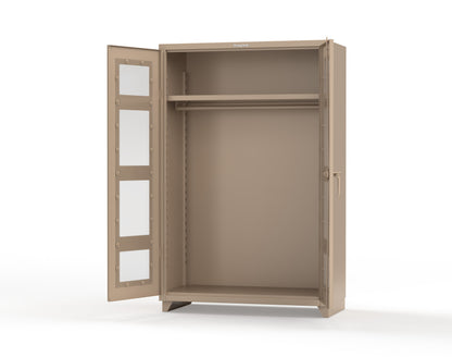 Extra Heavy Duty 14 GA Clear View Uniform Cabinet with Hanger Rod, 1 Shelf - 48 In. W x 24 In. D x 75 In. H - 46-LD-WR-241-L-1019