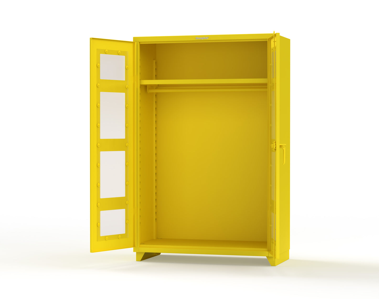 Extra Heavy Duty 14 GA Clear View Uniform Cabinet with Hanger Rod, 1 Shelf - 48 In. W x 24 In. D x 75 In. H - 46-LD-WR-241-L-1021