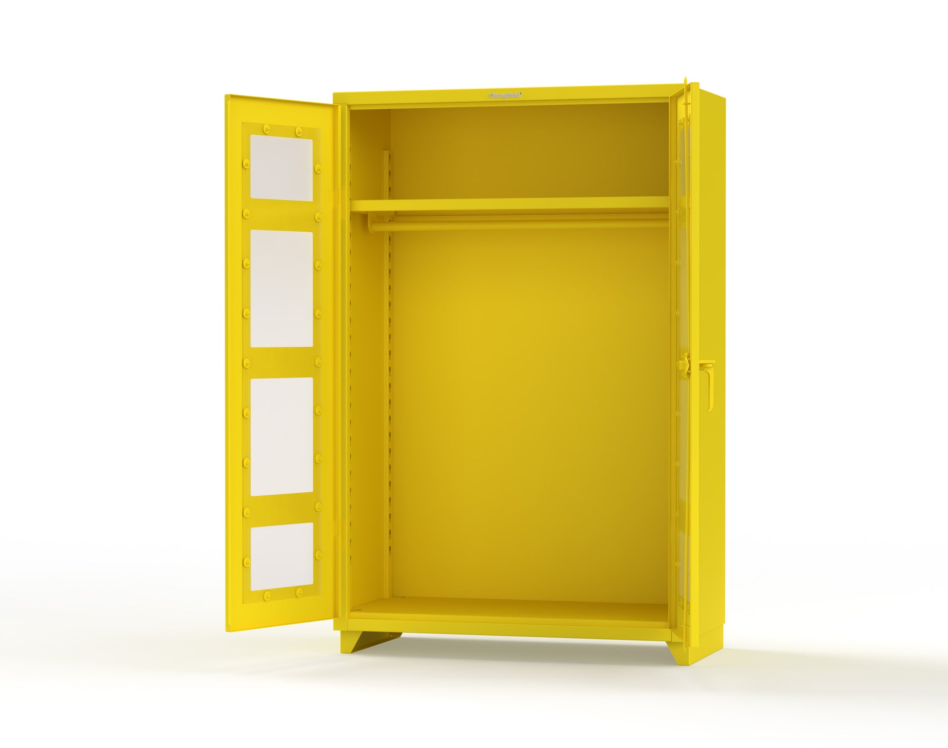 Extra Heavy Duty 14 GA Clear View Uniform Cabinet with Hanger Rod, 1 Shelf - 48 In. W x 24 In. D x 75 In. H - 46-LD-WR-241-L-1021