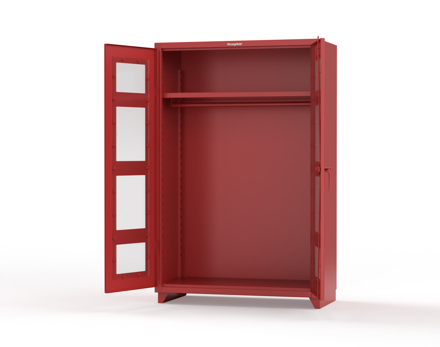 Extra Heavy Duty 14 GA Clear View Uniform Cabinet with Hanger Rod, 1 Shelf - 48 In. W x 24 In. D x 75 In. H - 46-LD-WR-241-L-3001