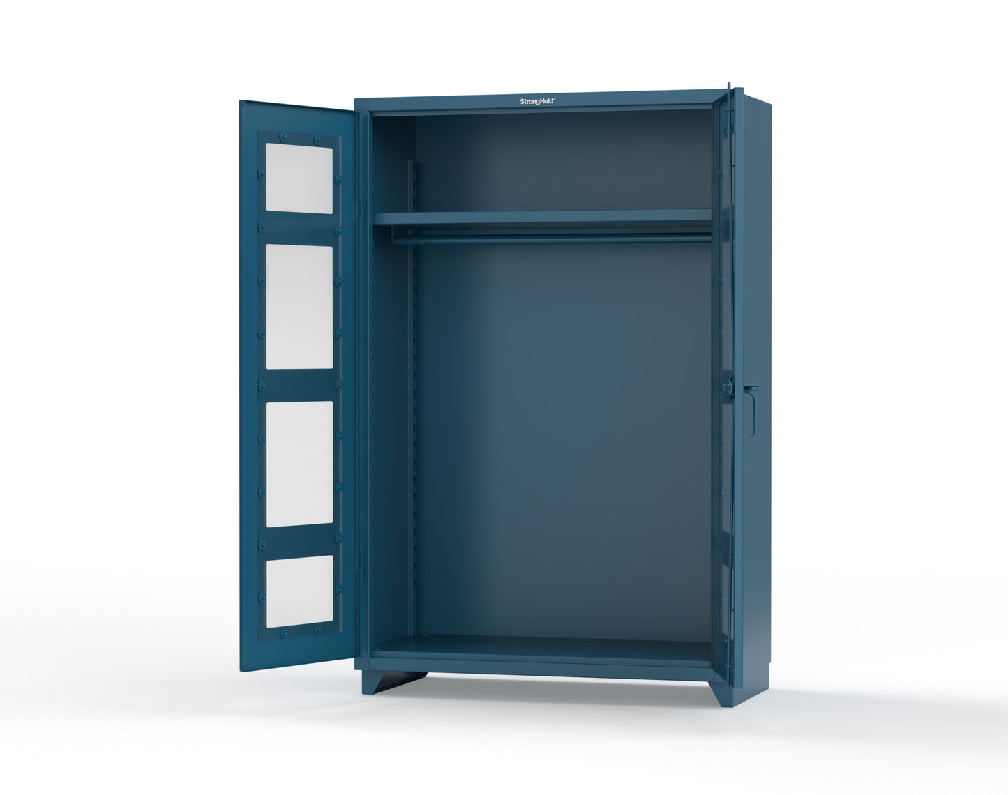 Extra Heavy Duty 14 GA Clear View Uniform Cabinet with Hanger Rod, 1 Shelf - 48 In. W x 24 In. D x 75 In. H - 46-LD-WR-241-L-5001