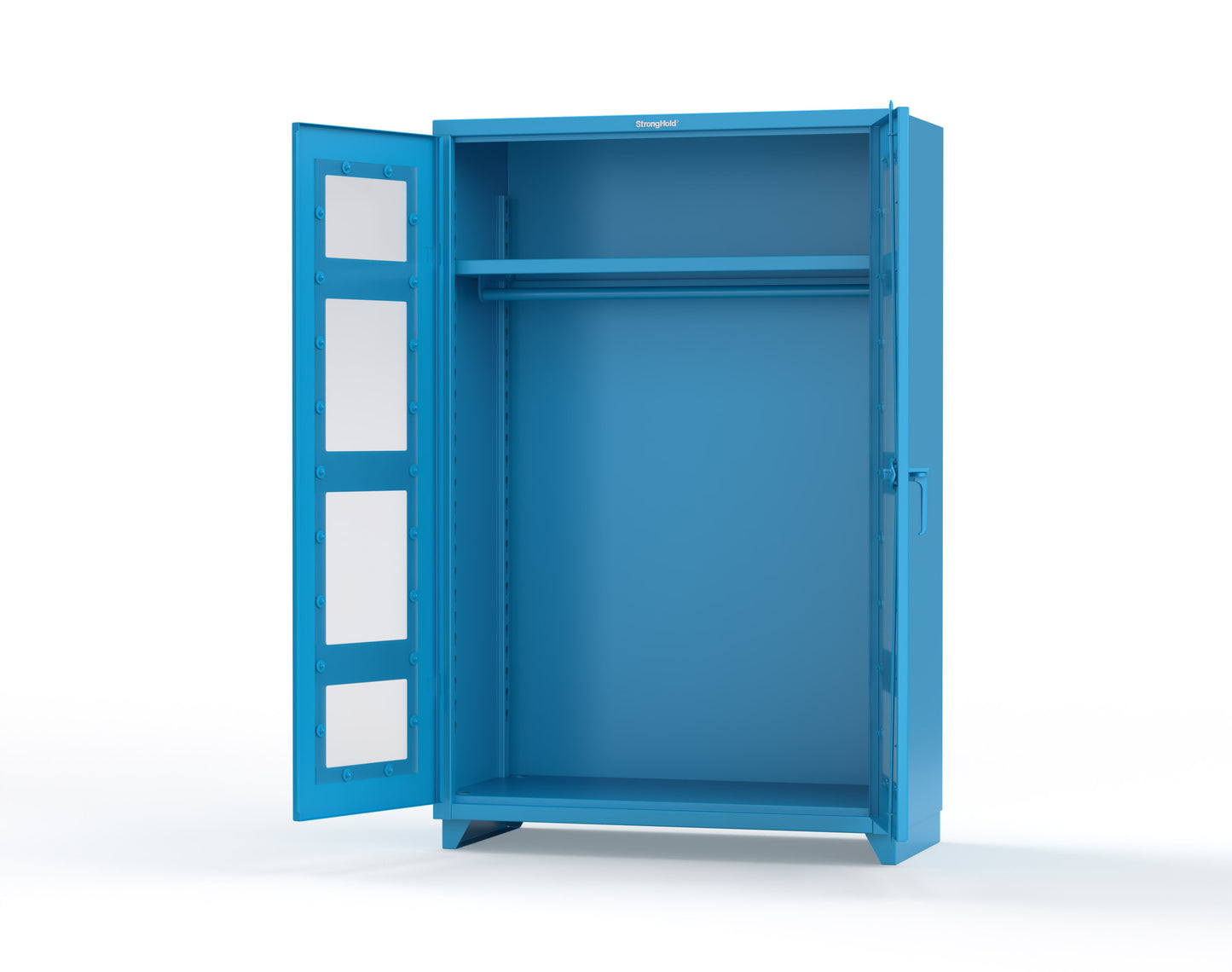 Extra Heavy Duty 14 GA Clear View Uniform Cabinet with Hanger Rod, 1 Shelf - 48 In. W x 24 In. D x 75 In. H - 46-LD-WR-241-L-5012