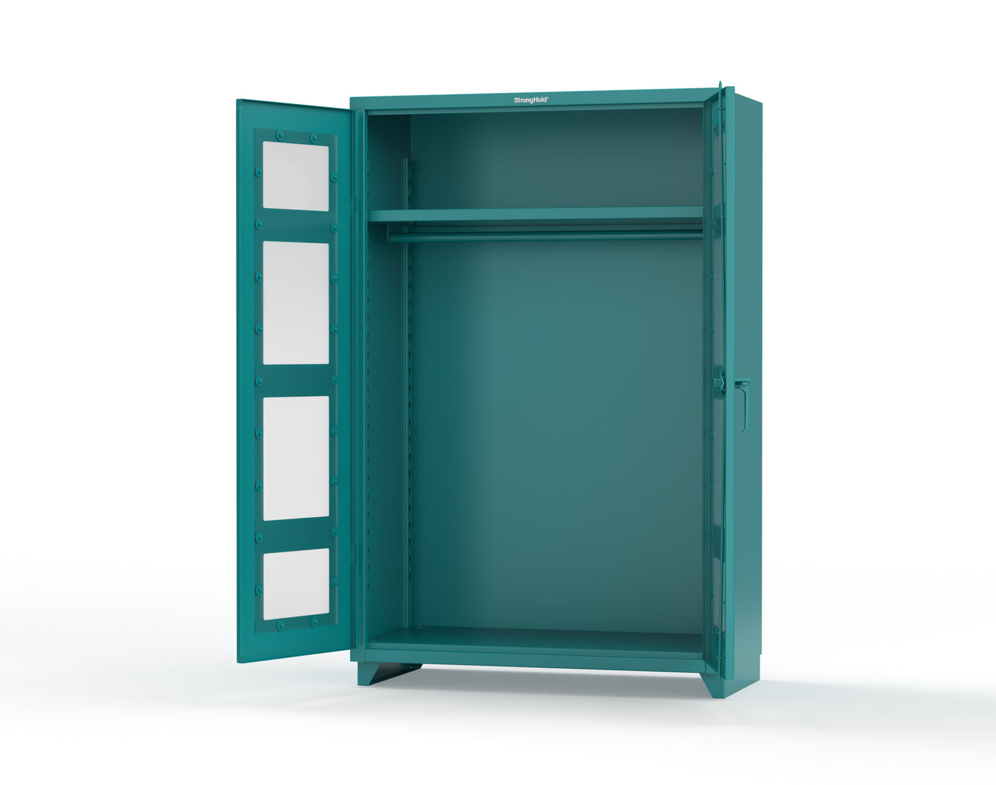Extra Heavy Duty 14 GA Clear View Uniform Cabinet with Hanger Rod, 1 Shelf - 48 In. W x 24 In. D x 75 In. H - 46-LD-WR-241-L-5021