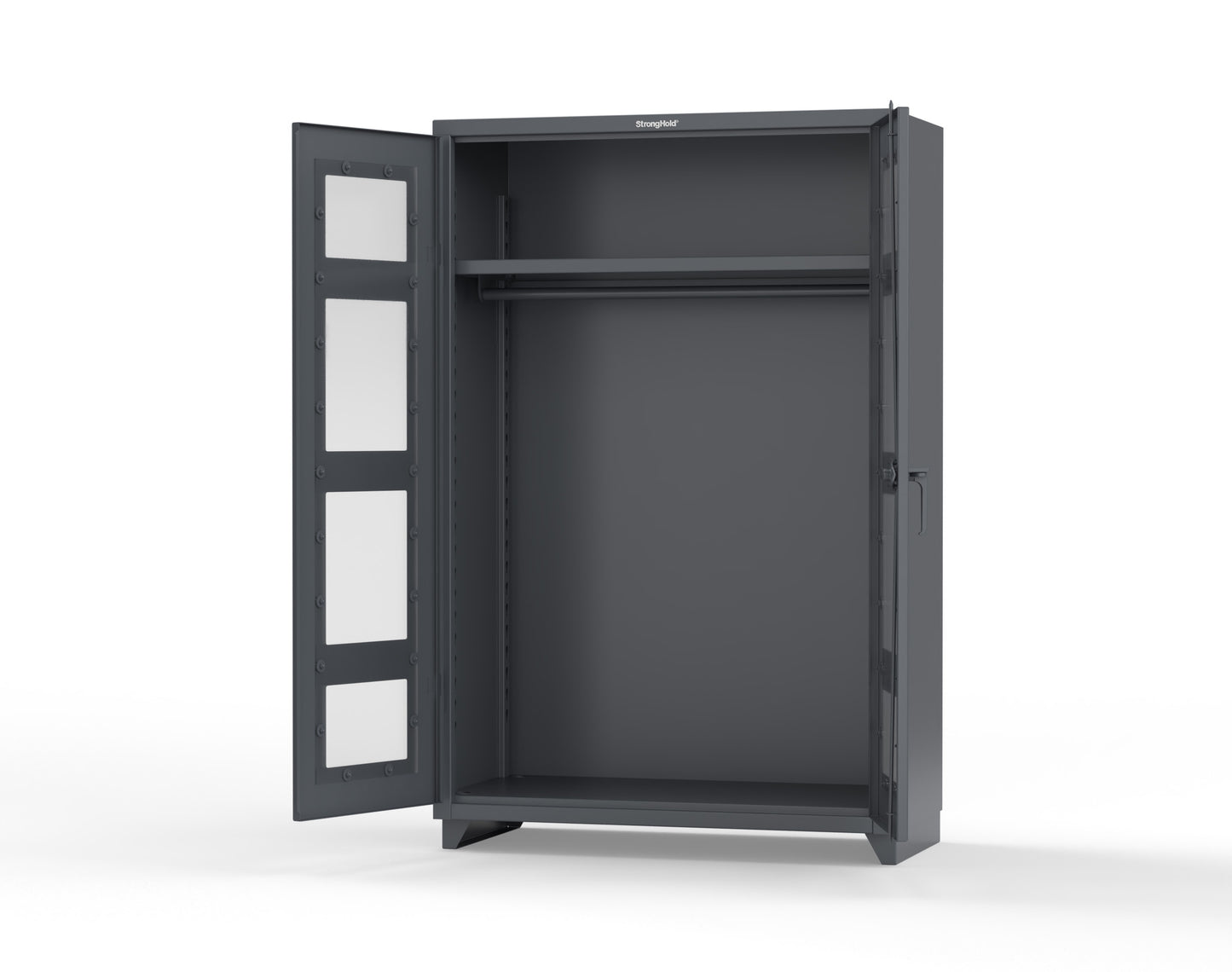 Extra Heavy Duty 14 GA Clear View Uniform Cabinet with Hanger Rod, 1 Shelf - 48 In. W x 24 In. D x 75 In. H - 46-LD-WR-241-L-7024
