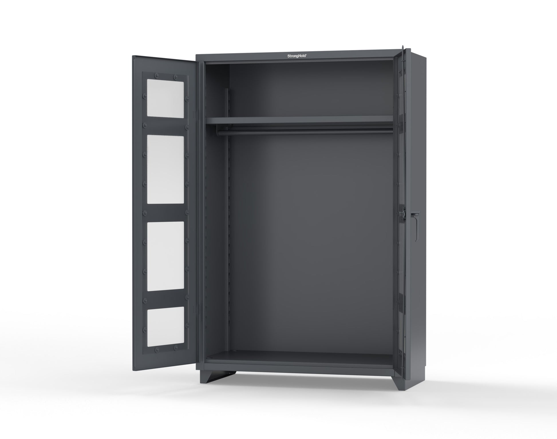 Extra Heavy Duty 14 GA Clear View Uniform Cabinet with Hanger Rod, 1 Shelf - 48 In. W x 24 In. D x 75 In. H - 46-LD-WR-241-L-7024