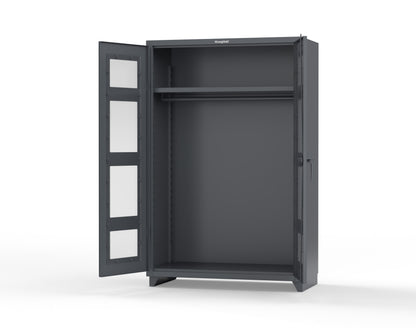 Extra Heavy Duty 14 GA Clear View Uniform Cabinet with Hanger Rod, 1 Shelf - 48 In. W x 24 In. D x 75 In. H - 46-LD-WR-241-L-7024