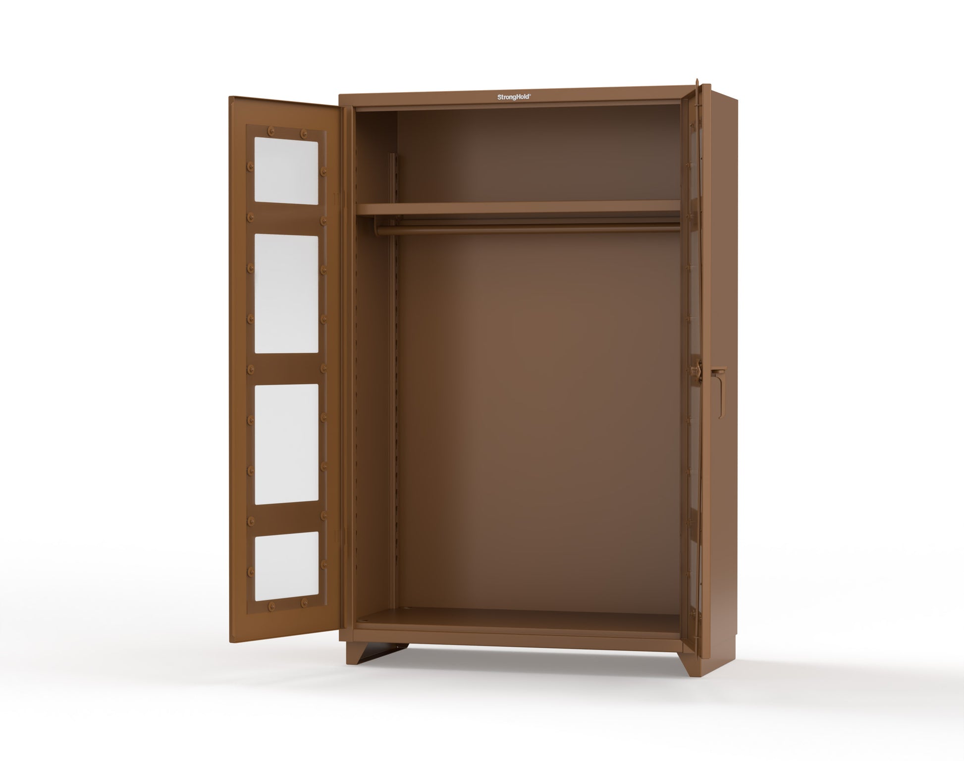 Extra Heavy Duty 14 GA Clear View Uniform Cabinet with Hanger Rod, 1 Shelf - 48 In. W x 24 In. D x 75 In. H - 46-LD-WR-241-L-8008