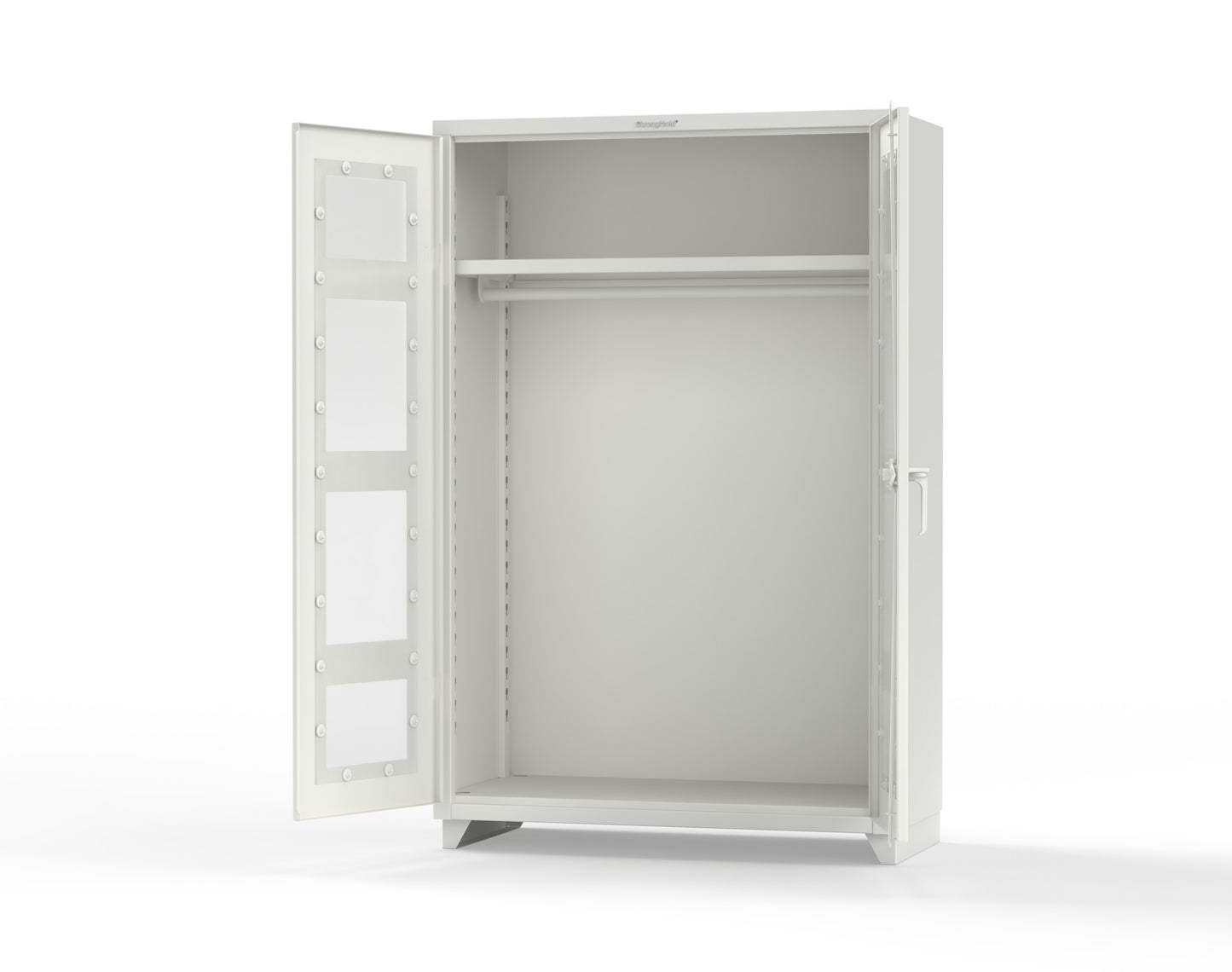 Extra Heavy Duty 14 GA Clear View Uniform Cabinet with Hanger Rod, 1 Shelf - 48 In. W x 24 In. D x 75 In. H - 46-LD-WR-241-L-9003