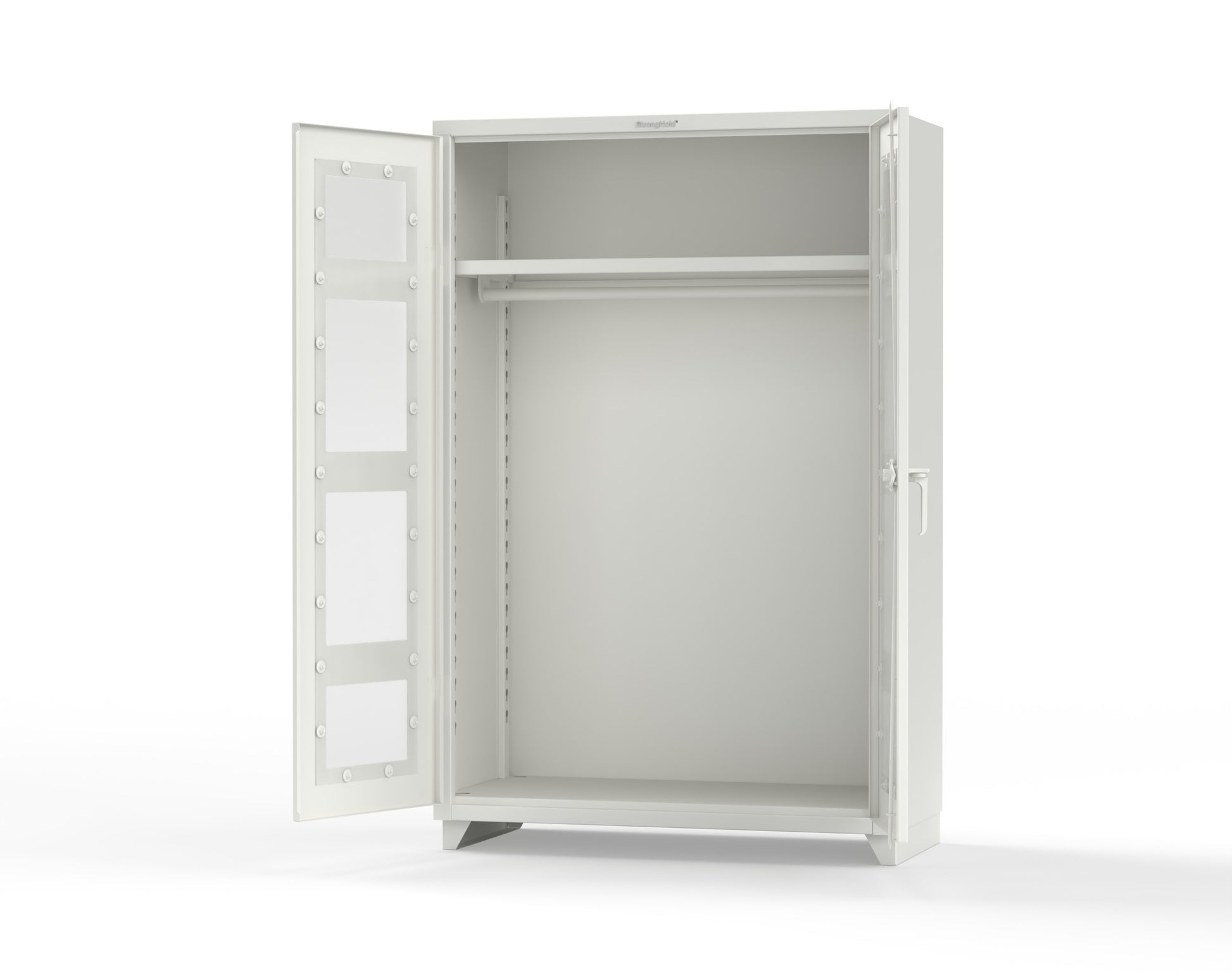 Extra Heavy Duty 14 GA Clear View Uniform Cabinet with Hanger Rod, 1 Shelf - 48 In. W x 24 In. D x 75 In. H - 46-LD-WR-241-L-9003