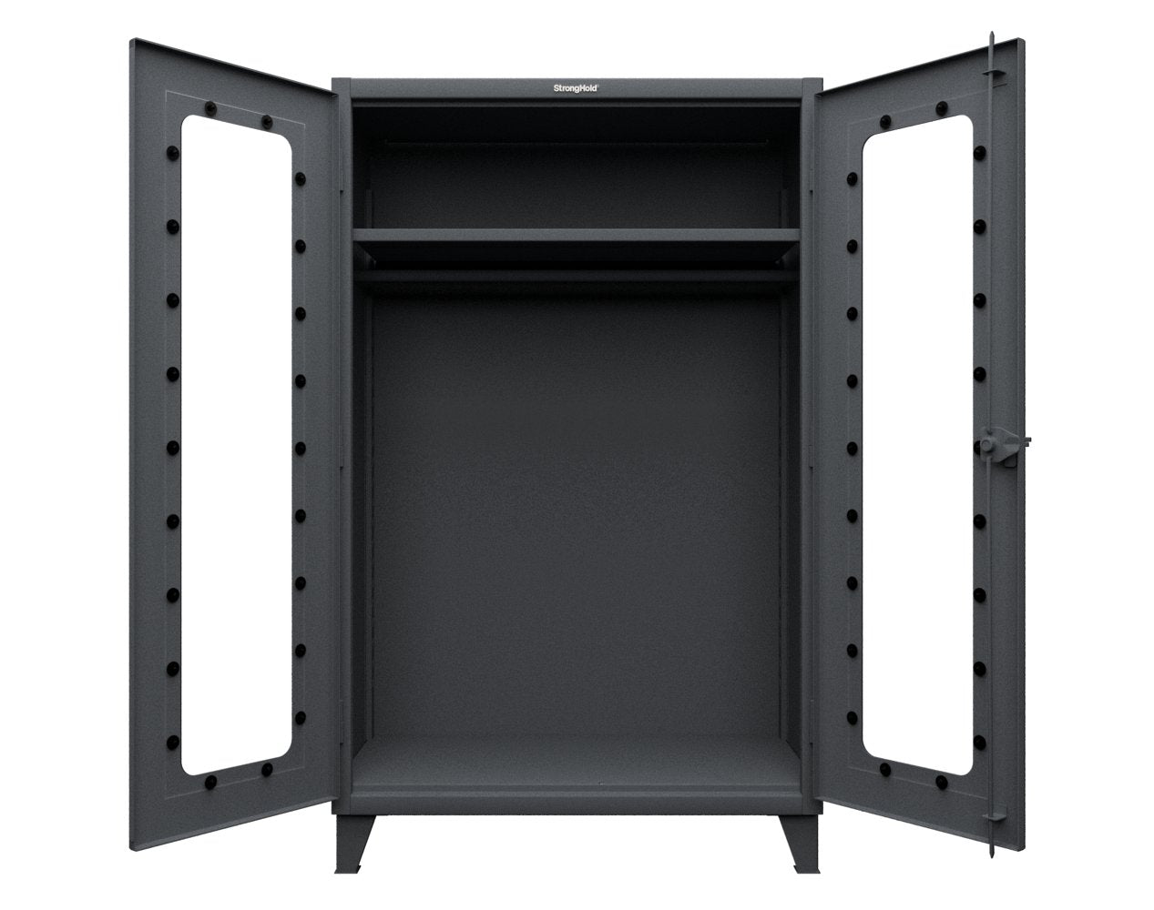 Extreme Duty 12 GA Clear View Uniform Cabinet with Hanger Rod, 1 Shelf - 48 In. W x 24 In. D x 78 In. H