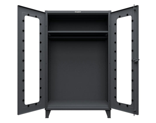 Extreme Duty 12 GA Clear View Uniform Cabinet with Hanger Rod, 1 Shelf - 48 In. W x 24 In. D x 78 In. H