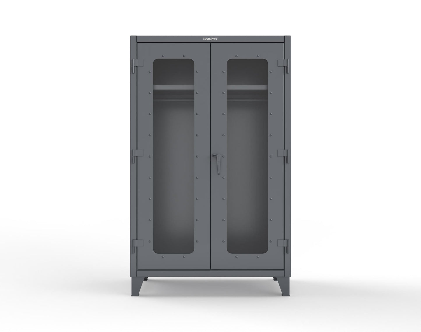 Extreme Duty 12 GA Clear View Uniform Cabinet with Hanger Rod, 1 Shelf - 48 In. W x 24 In. D x 78 In. H - 46-LD-WR-241-7024