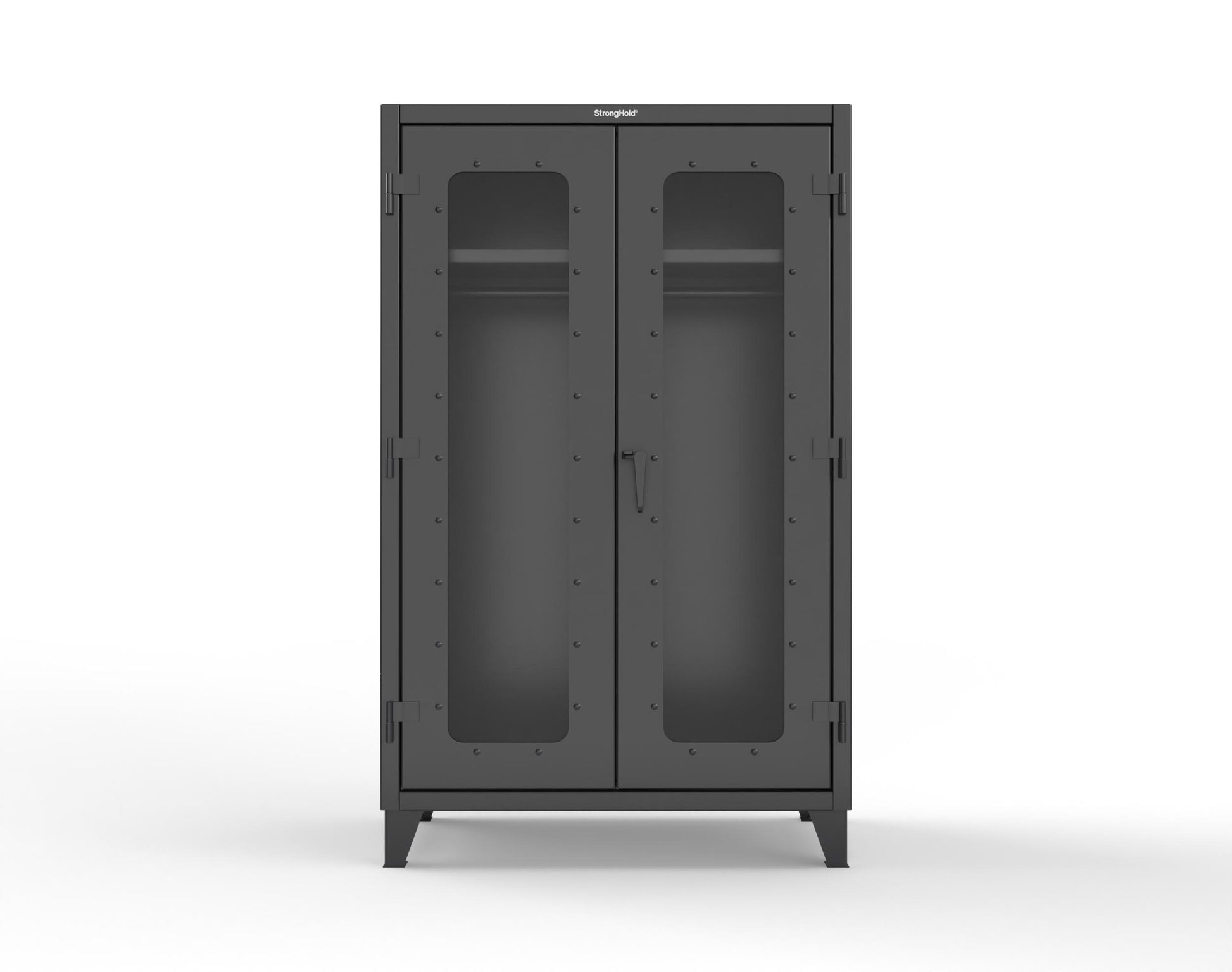 Extreme Duty 12 GA Clear View Uniform Cabinet with Hanger Rod, 1 Shelf - 48 In. W x 24 In. D x 78 In. H - 46-LD-WR-241-9005