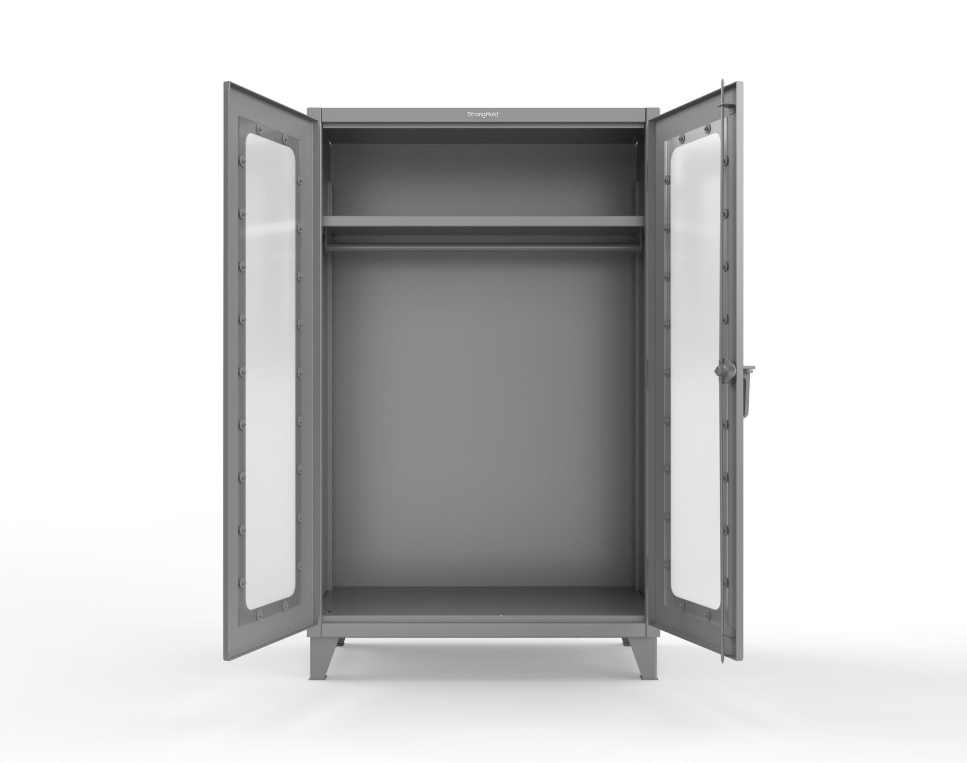 Extreme Duty 12 GA Clear View Uniform Cabinet with Hanger Rod, 1 Shelf - 48 In. W x 24 In. D x 78 In. H - 46-LD-WR-241-7037