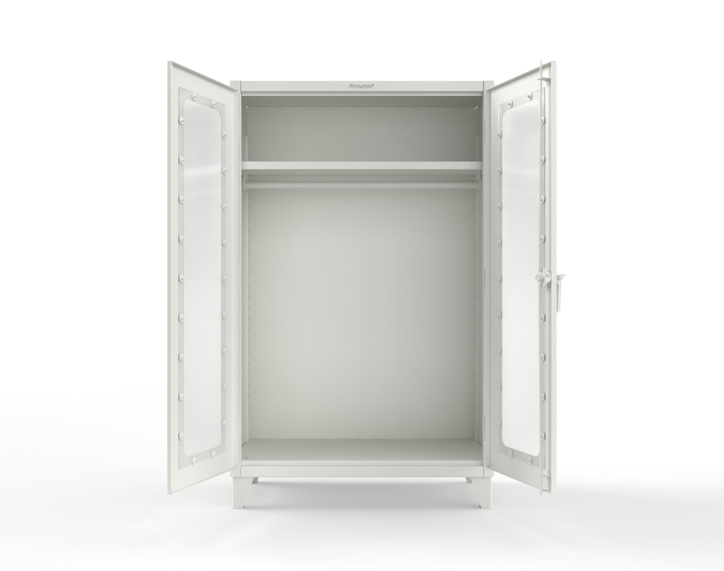 Extreme Duty 12 GA Clear View Uniform Cabinet with Hanger Rod, 1 Shelf - 48 In. W x 24 In. D x 78 In. H - 46-LD-WR-241-9003