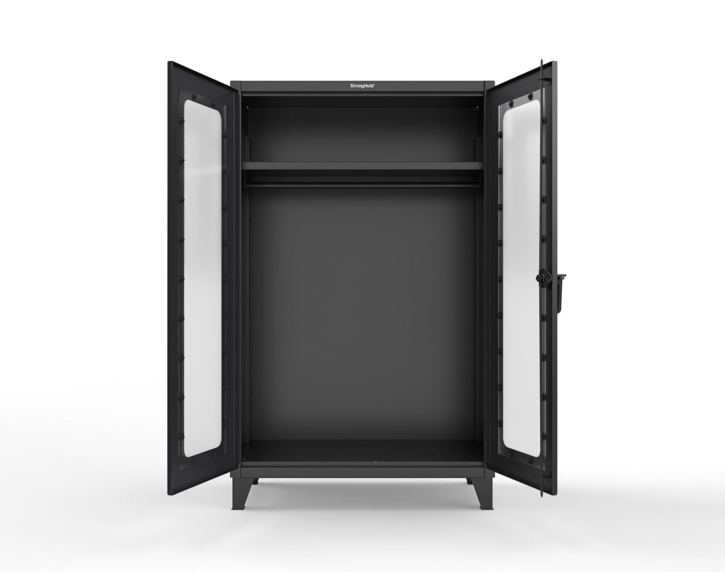 Extreme Duty 12 GA Clear View Uniform Cabinet with Hanger Rod, 1 Shelf - 48 In. W x 24 In. D x 78 In. H - 46-LD-WR-241-9005