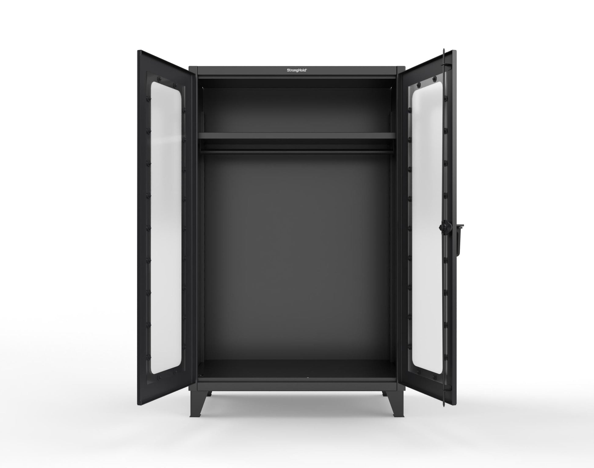 Extreme Duty 12 GA Clear View Uniform Cabinet with Hanger Rod, 1 Shelf - 48 In. W x 24 In. D x 78 In. H - 46-LD-WR-241-9005