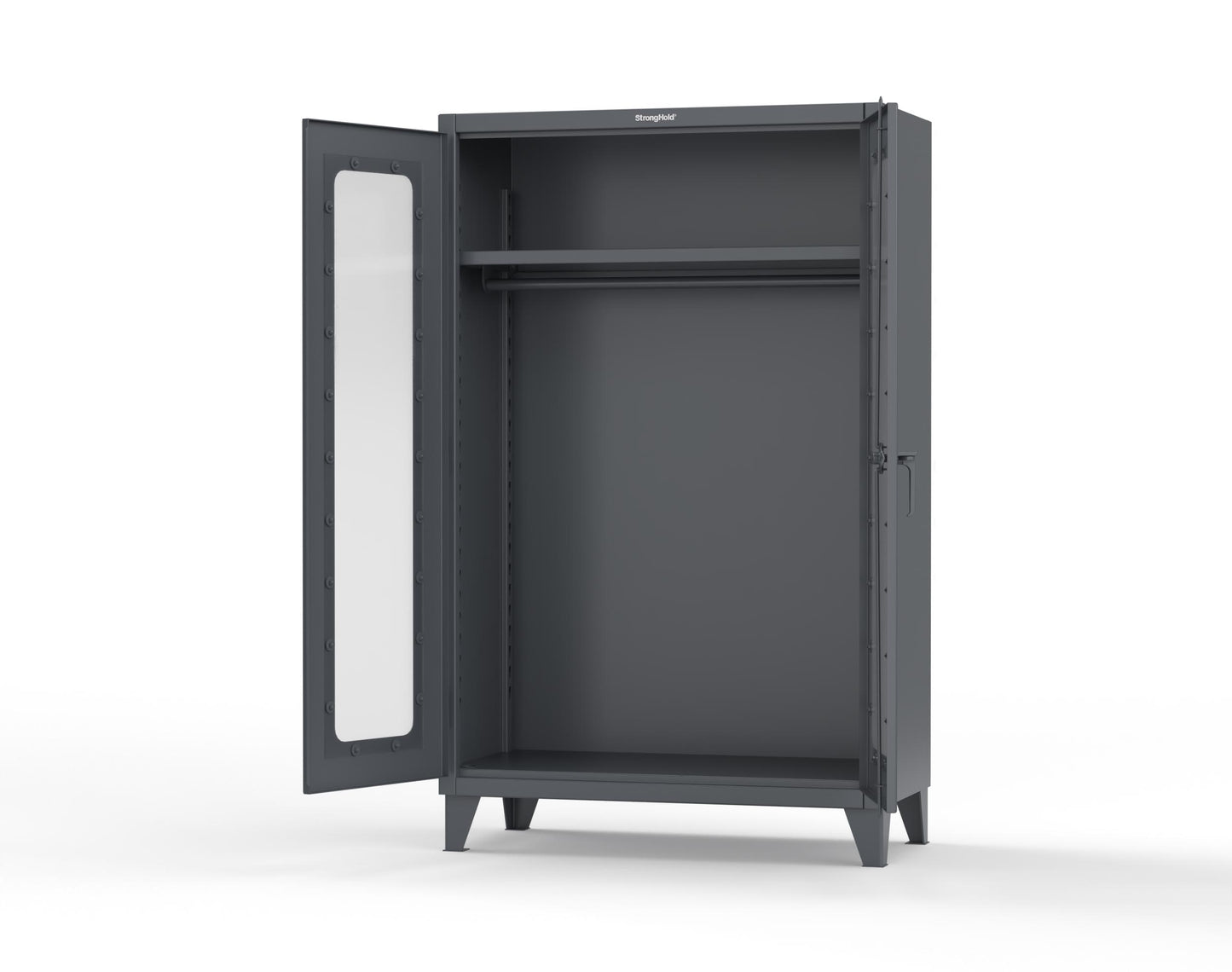 Extreme Duty 12 GA Clear View Uniform Cabinet with Hanger Rod, 1 Shelf - 48 In. W x 24 In. D x 78 In. H - 46-LD-WR-241-7024