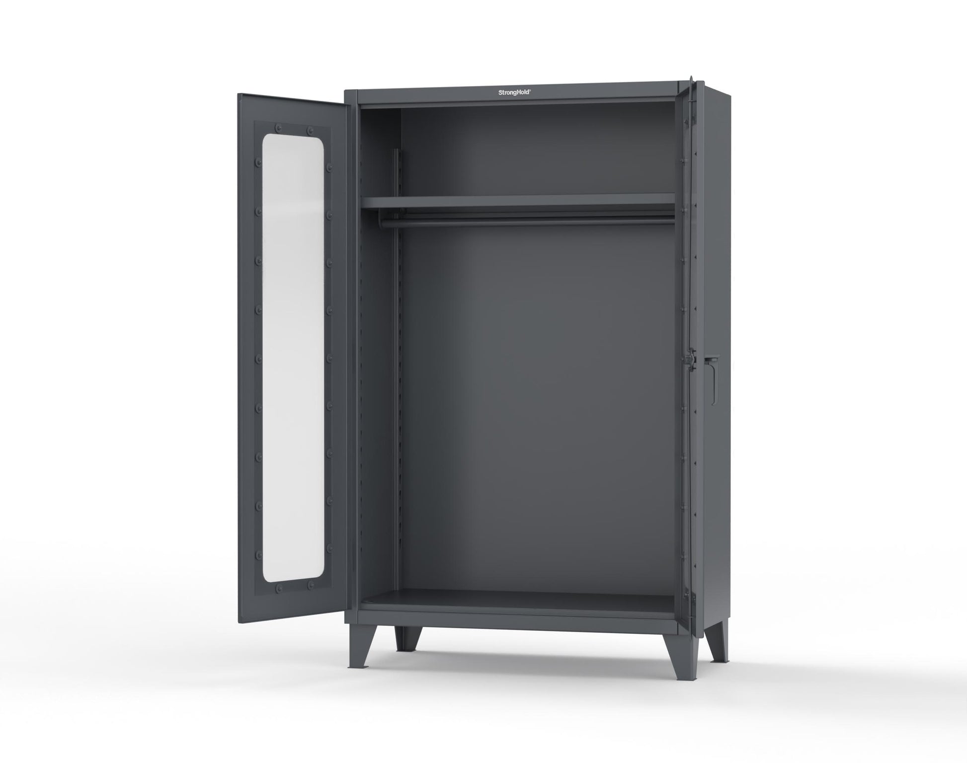 Extreme Duty 12 GA Clear View Uniform Cabinet with Hanger Rod, 1 Shelf - 48 In. W x 24 In. D x 78 In. H - 46-LD-WR-241-7024