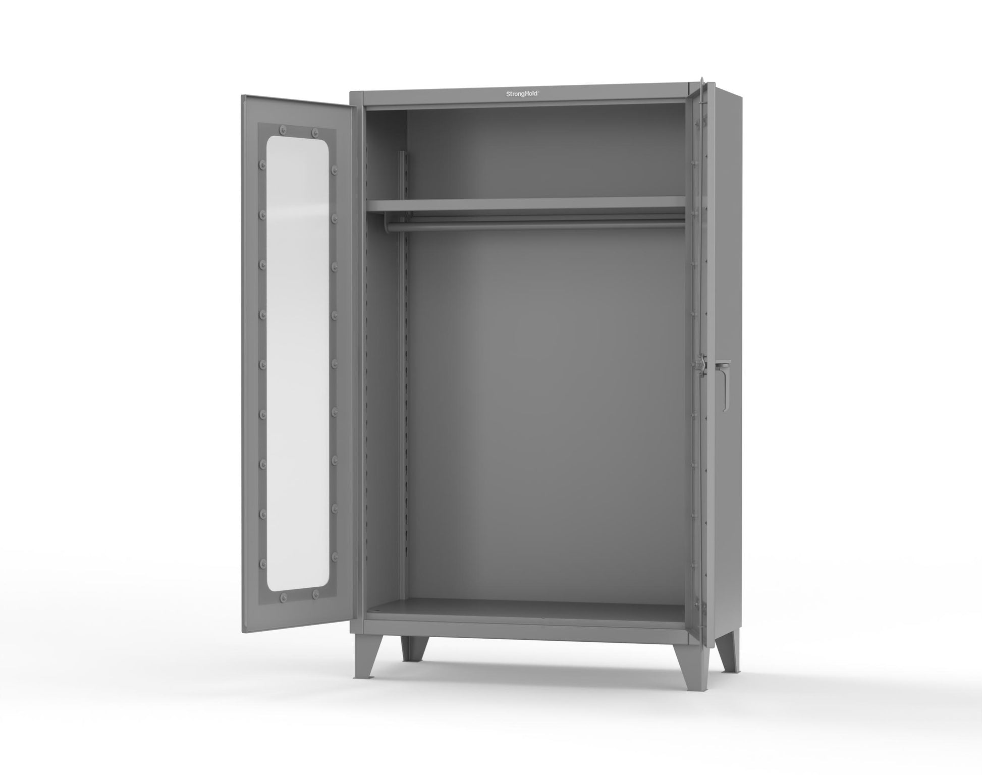 Extreme Duty 12 GA Clear View Uniform Cabinet with Hanger Rod, 1 Shelf - 48 In. W x 24 In. D x 78 In. H - 46-LD-WR-241-7037