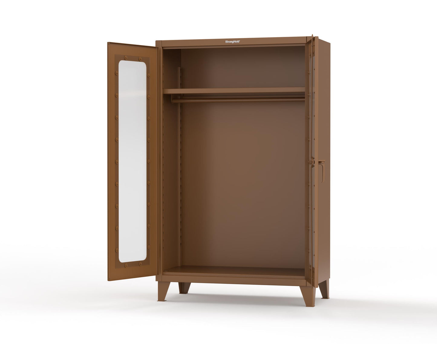 Extreme Duty 12 GA Clear View Uniform Cabinet with Hanger Rod, 1 Shelf - 48 In. W x 24 In. D x 78 In. H - 46-LD-WR-241-8008