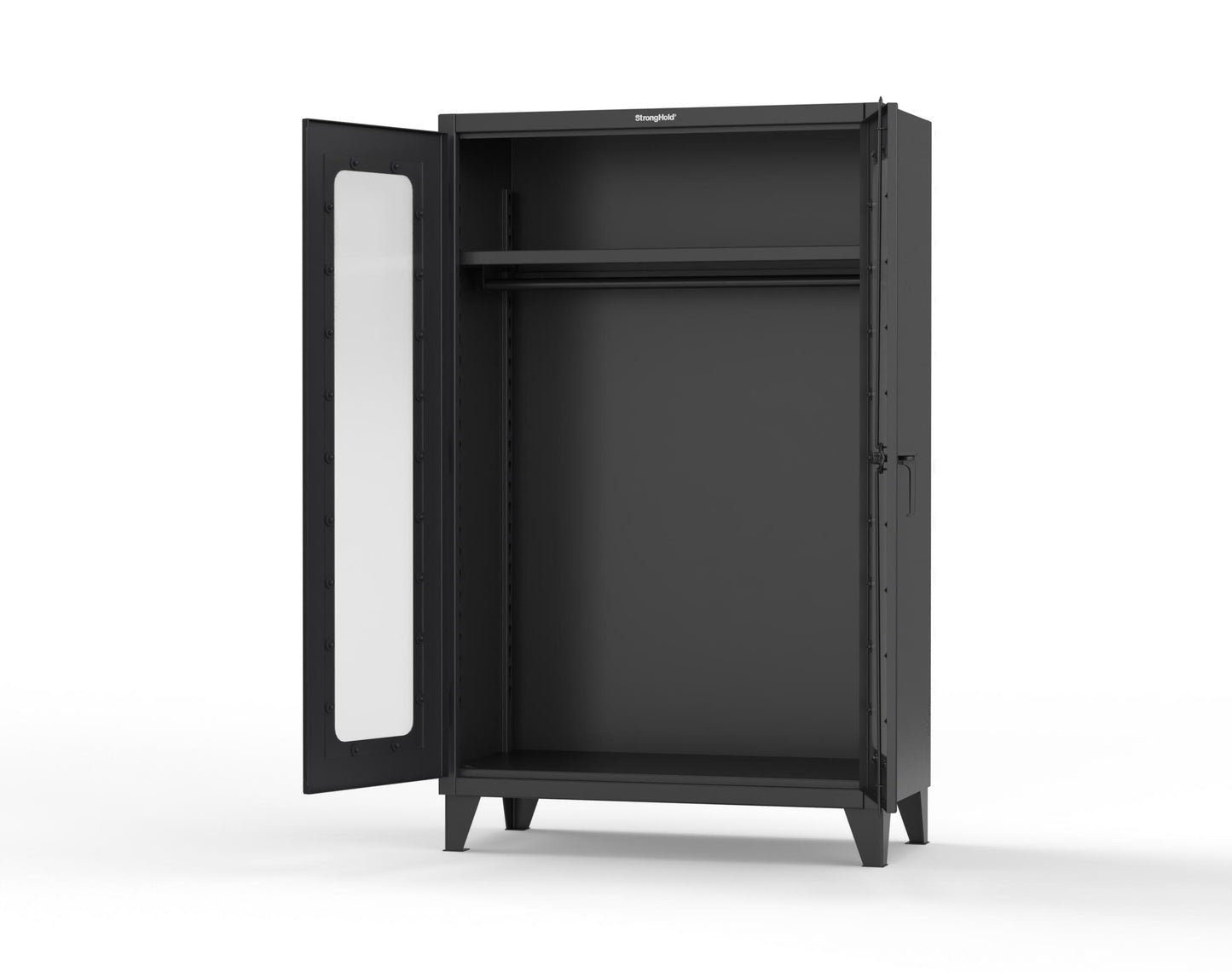 Extreme Duty 12 GA Clear View Uniform Cabinet with Hanger Rod, 1 Shelf - 48 In. W x 24 In. D x 78 In. H - 46-LD-WR-241-9005