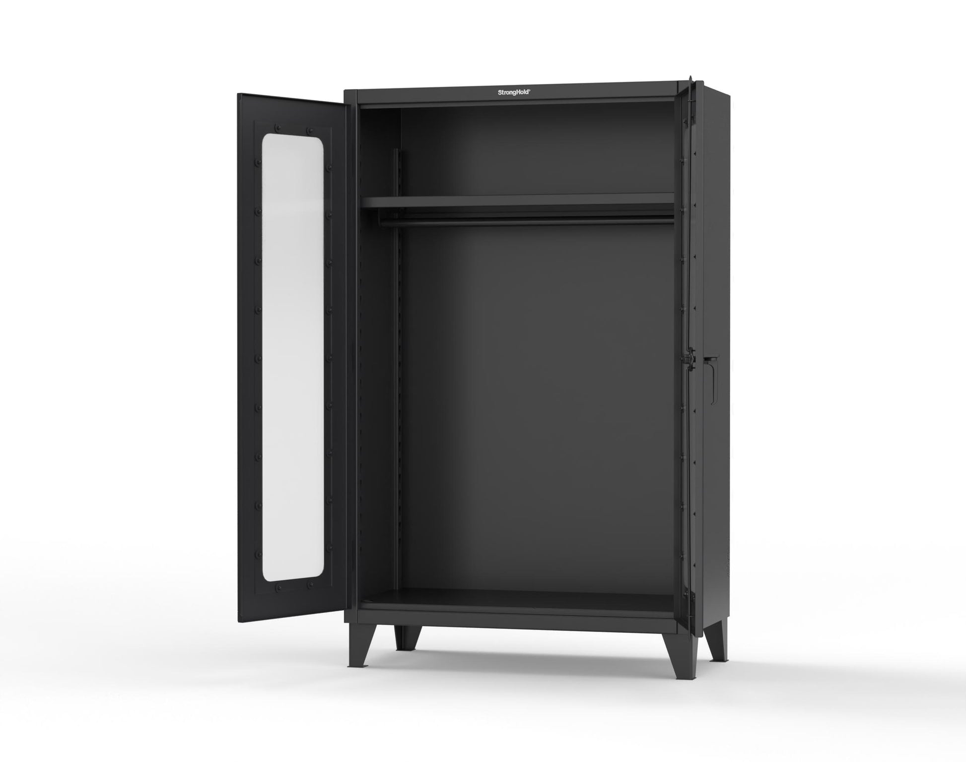 Extreme Duty 12 GA Clear View Uniform Cabinet with Hanger Rod, 1 Shelf - 48 In. W x 24 In. D x 78 In. H - 46-LD-WR-241-9005