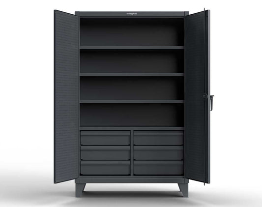 Extreme Duty 12 GA Cabinet with 4 Slide-Out Shelves, 6 Half-Width Drawers with Dividers - 48 In. W x 24 In. D x 78 In. H