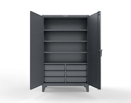 Extreme Duty 12 GA Cabinet with 4 Slide-Out Shelves, 6 Half-Width Drawers with Dividers - 48 In. W x 24 In. D x 78 In. H - 46-PB-244SOS-6/5DBPH-7024